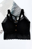 Women Lace Tank Top Deep V Back Sports Bra