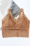 Women Lace Tank Top Deep V Back Sports Bra