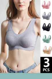 3 Pieces Plus Size Ice Silk Bra Seamless Latex Bras For Women