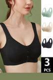 3 Pieces Women Sexy Ice Silk Front Closure Wire-free Bra