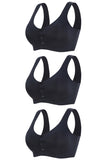 3 Pieces Women Sexy Ice Silk Front Closure Wire-free Bra