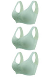 3 Pieces Women Sexy Ice Silk Front Closure Wire-free Bra