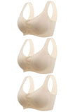 3 Pieces Women Sexy Ice Silk Front Closure Wire-free Bra