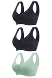 3 Pieces Women Sexy Ice Silk Front Closure Wire-free Bra