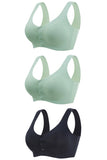 3 Pieces Women Sexy Ice Silk Front Closure Wire-free Bra