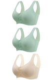 3 Pieces Women Sexy Ice Silk Front Closure Wire-free Bra