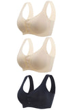 3 Pieces Women Sexy Ice Silk Front Closure Wire-free Bra