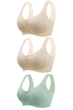 3 Pieces Women Sexy Ice Silk Front Closure Wire-free Bra