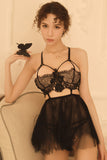 Appeal sexy hold bosom underwear temptation perspective suit sleep skirt hollow lace hot suit