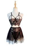 Appeal sexy hold bosom underwear temptation perspective suit sleep skirt hollow lace hot suit