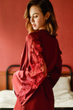 New European and American sexy lace long-sleeved pajamas tempt nightgown home service underwear.