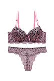 Leopard Print V-cut Bra And Cut-out Panty Sets