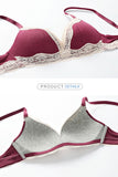 Sexy Women Lace Trims No-wire Cotton Bra And Panty Set