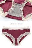 Sexy Women Lace Trims No-wire Cotton Bra And Panty Set