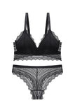 Women Beauty Sheer Sexy Lace Wirefree Deep V Bralette and Panty Sets