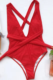 European and American Swimwear Solid Color One-Piece Swimsui