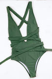 European and American Swimwear Solid Color One-Piece Swimsui