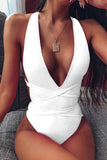 European and American Swimwear Solid Color One-Piece Swimsui