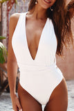 European and American Swimwear Solid Color One-Piece Swimsui