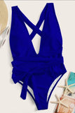 European and American Swimwear Solid Color One-Piece Swimsui