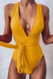 European and American Swimwear Solid Color One-Piece Swimsui