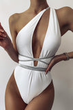 European and American Swimwear Solid Color One-Piece Swimsui