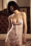 Spring/summer sexy deep V see-through gauze halter skirt nightgown bathrobe two-piece home suit set