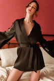 New European and American sexy lace long-sleeved pajamas tempt nightgown home service underwear.