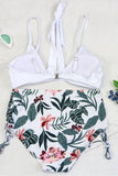 3 Pieces Bathing Suits Floral Print Multi-colored Bikini