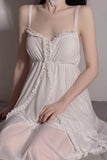 Spring/summer original deep V slip dress sweet breast cushion pajamas lace-up nightgown bathrobe home dress set