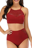 Sexy See Through Lace Bathing Suit Two-Piece Swimsuits Set