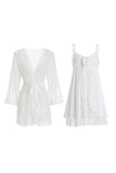 Spring/summer original deep V slip dress sweet breast cushion pajamas lace-up nightgown bathrobe home dress set