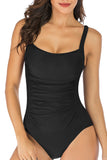 Women Hight Elastic Swimdress Ruched Swimsuit