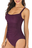 Women Hight Elastic Swimdress Ruched Swimsuit