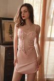 Sexy underwear female sense V neck wave dot gauze perspective temptation slim condole nightdress set