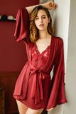 New European and American sexy lace long-sleeved pajamas tempt nightgown home service underwear.