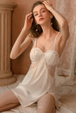 The new sexy deep V lace and breast cushion nightgown, private room strap nightdress and home dress set