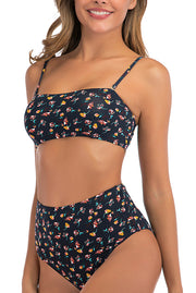 Women Floral Print High Waist Bikini Set Swimsuit