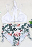 3 Pieces Bathing Suits Floral Print Multi-colored Bikini