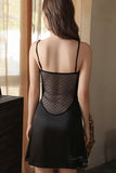 Sexy underwear female sense V neck wave dot gauze perspective temptation slim condole nightdress set