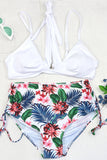 3 Pieces Bathing Suits Floral Print Multi-colored Bikini