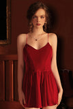 Sexy lingerie sexy velvet v-neck cross strap halter seductive strap nightdress