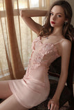 Sexy underwear female sense V neck wave dot gauze perspective temptation slim condole nightdress set