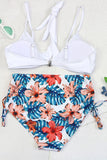 3 Pieces Bathing Suits Floral Print Multi-colored Bikini