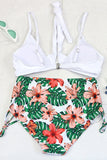 3 Pieces Bathing Suits Floral Print Multi-colored Bikini